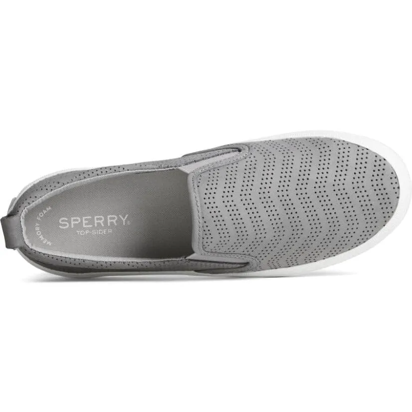 SPERRY CREST TWIN GORE PERFORATED LEATHER SLIP ON SNEAKER WOMEN'S - FINAL SALE!