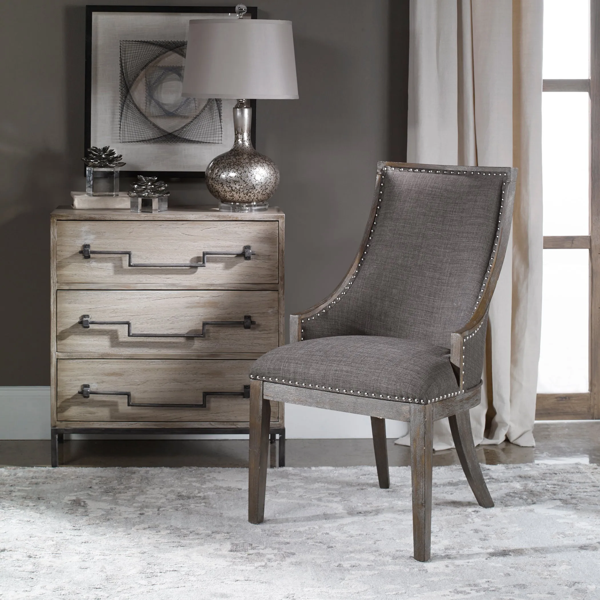 Uttermost Aidrian Charcoal Gray Accent Chair