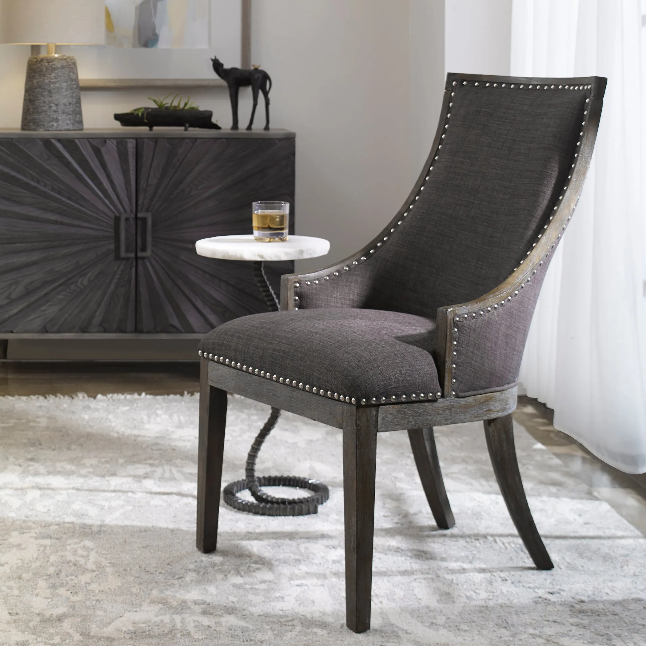 Uttermost Aidrian Charcoal Gray Accent Chair